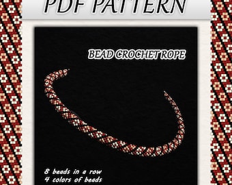 Perlen häkeln Seil-Halskette Muster - Mini Blumen-Design (PDF-Muster)