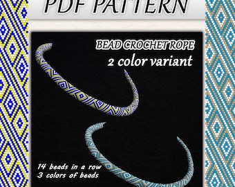 Perlen gehäkeltes Armband-Muster – "Türkis-Schatz" (PDF-Häkelmuster)." Strickseilschmuck, zweifarbig