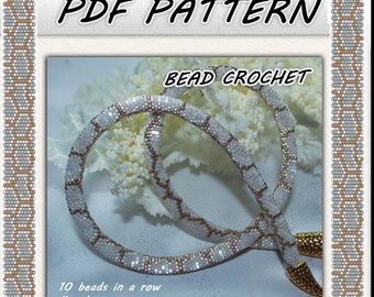 Weiße Schlange Perlen Häkelanleitung PDF, Elegante Rocailles Perlen Halskette oder Armband Muster, Perlen Seil Muster, Instant Download
