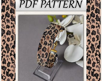 Leopard Muster Perlen Armband Muster, Peyote Stich (PDF Muster)