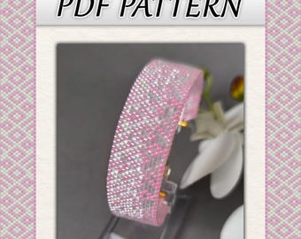 Peyote perlen armband PDF muster. Design ist für handgemachten Schmuck für dich selbst oder als Geschenk. Rosa Glanz Perle in Handarbeit