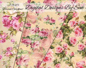 Dream Gardens Paper Pack- Gorgeous Paper Set -  Collage Sheets -Download - Digital Art, Crafts, Digital Paper - Scrapbook paper