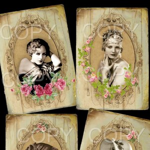 Vintage Ladies - 3.5  X 5 inches -  Printable Digital Collage Sheet - Digital Download-  Romantic - Ephemera