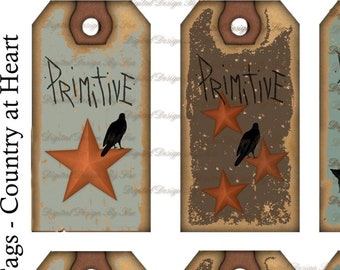 Primitive No. 2 - 5x10cm - Digital Download - Scrapbook - Hang Tags