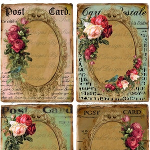 Schöne Rose Rahmen - Digital Download - Druckbare Digital Collage Sheet - Geschenkanhänger hängen romantisch