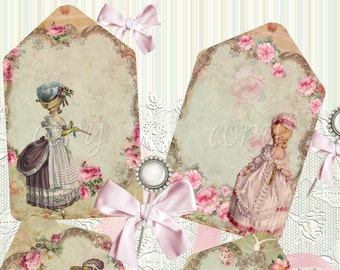 Enchanted Marie Hang Tags - Digital Download - Printable  Digital Collage Sheet - Marie Antoinette