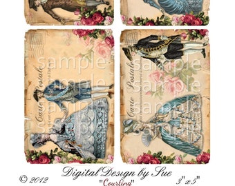 COURTING - Marie Antoinette - Digital Download - Printable  Digital Collage Sheet