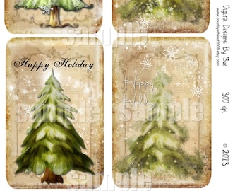 Happy Holiday  - 3.5  X  5  inches-  Printable Digital Collage Sheet - Digital Download