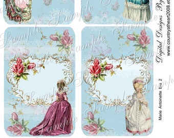 Marie Antoinette Era 2 - 3.5 X 5  -  Printable Digital Collage Sheet - Digital Download