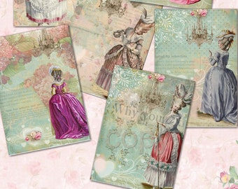 Instant Download  - LE Beauty - ACEO - Digital Download - Printable  Digital Collage Sheet - Marie Antoinette