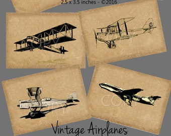 Vintage Airplanes - 2.5 x 3.5 inches - Digital Download - Vintage Ephemera