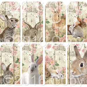 Instant Download  - Bunny Tags - Hang Tags-   Digital Download - Printable  Digital Collage Sheet