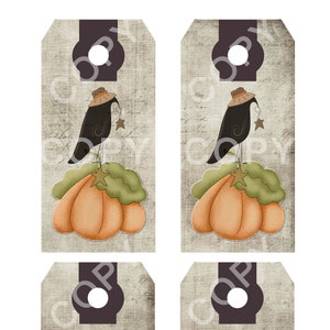 Primitive Halloween -  2 x 4.5 inches - Digital Download - Scrapbook - Hang Tags