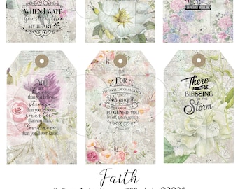 Faith Tags - Hang Tags - Digital Download - Printable  Digital Collage Sheet