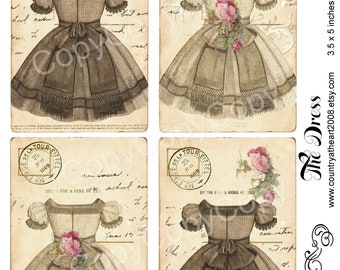 The Dress - Printable  Digital Collage Sheet  - Downloads