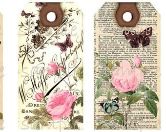 Hang Tags  - Shabby Meets Vintage  -  Printable Digital Collage Sheet - Download