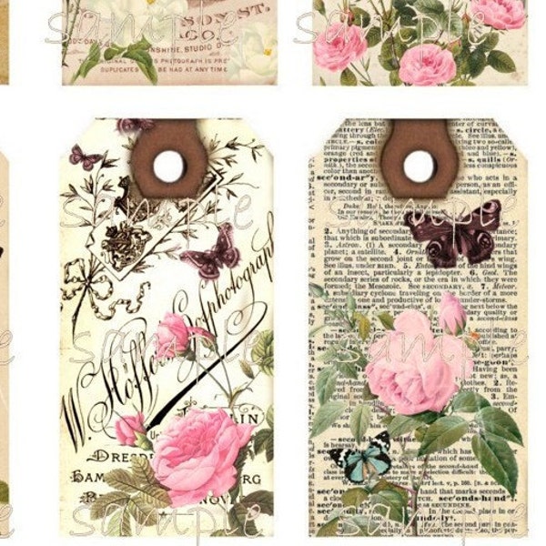 Hang Tags  - Shabby Meets Vintage  -  Printable Digital Collage Sheet - Download