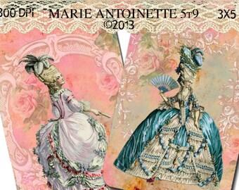 Marie Antoinette 5T9 - 3 X 5 inches -  High quality Collage Sheet - Printable Download - Gift Tags - Scrapbook