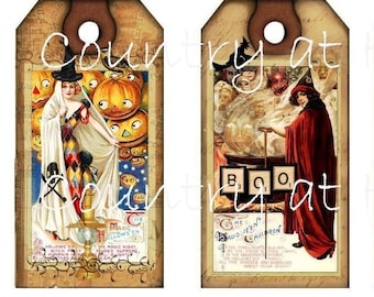 Vintage halloween - Hang Tags -  Digital Download - Printable  Digital Collage Sheet