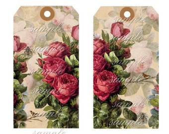 Rosen sind rot - Collage Sheet - Druckbare Download - Geschenkanhänger - Scrapbook - Tags