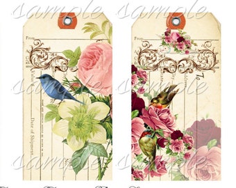 Hang Tags - Vintage Up Scala - Printable Digital Collage Sheet - Download