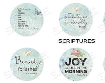 Scriptures - 1 inch circles  -  Printable Digital Collage Sheet - Digital Download