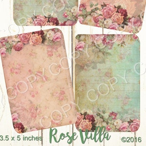 Rose Villa - Collage Sheet - Printable Download - Gift Tags - Scrapbook