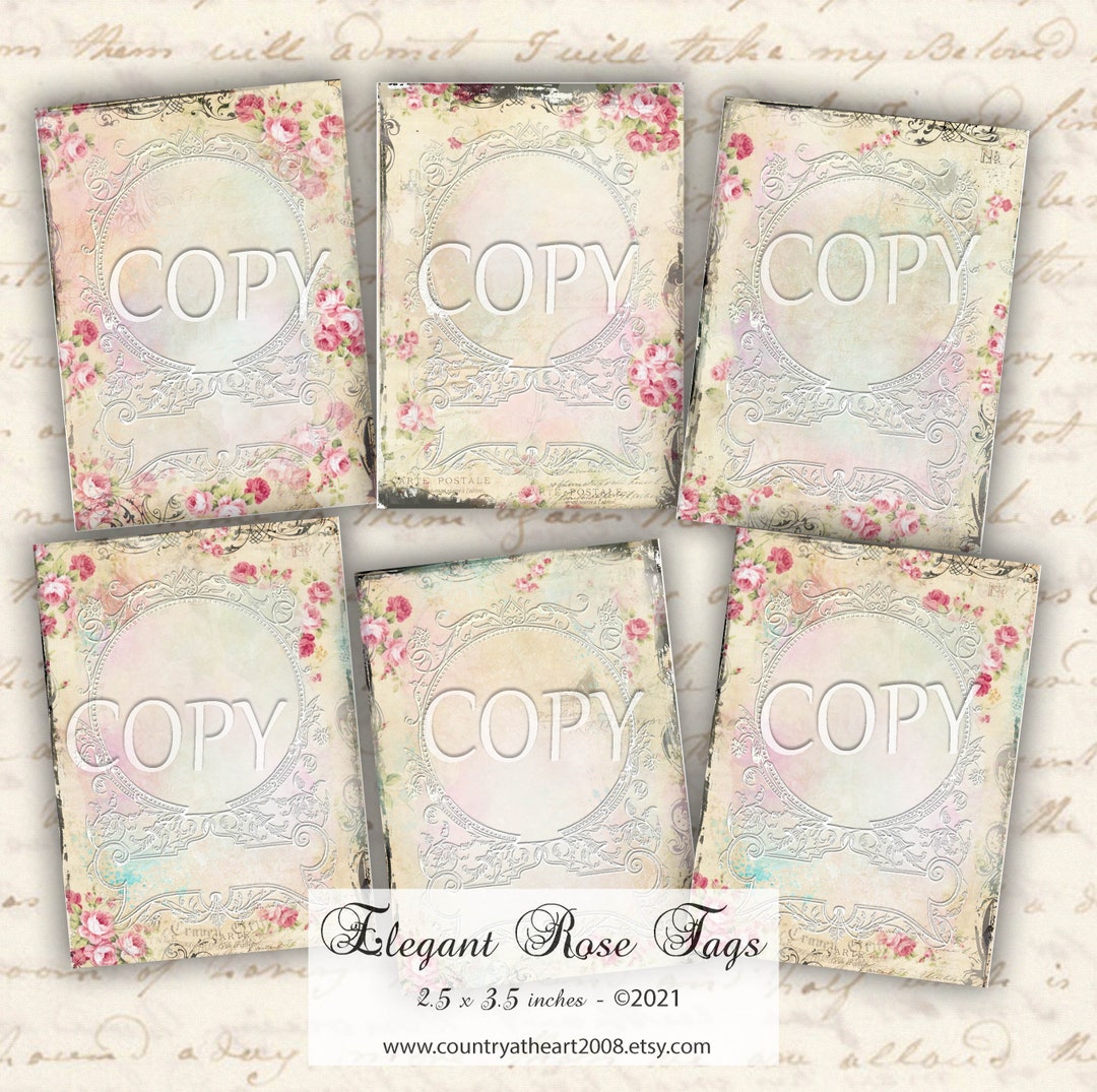 Instant Download - Elegant Rose Tags - Digital Download - Printable ...