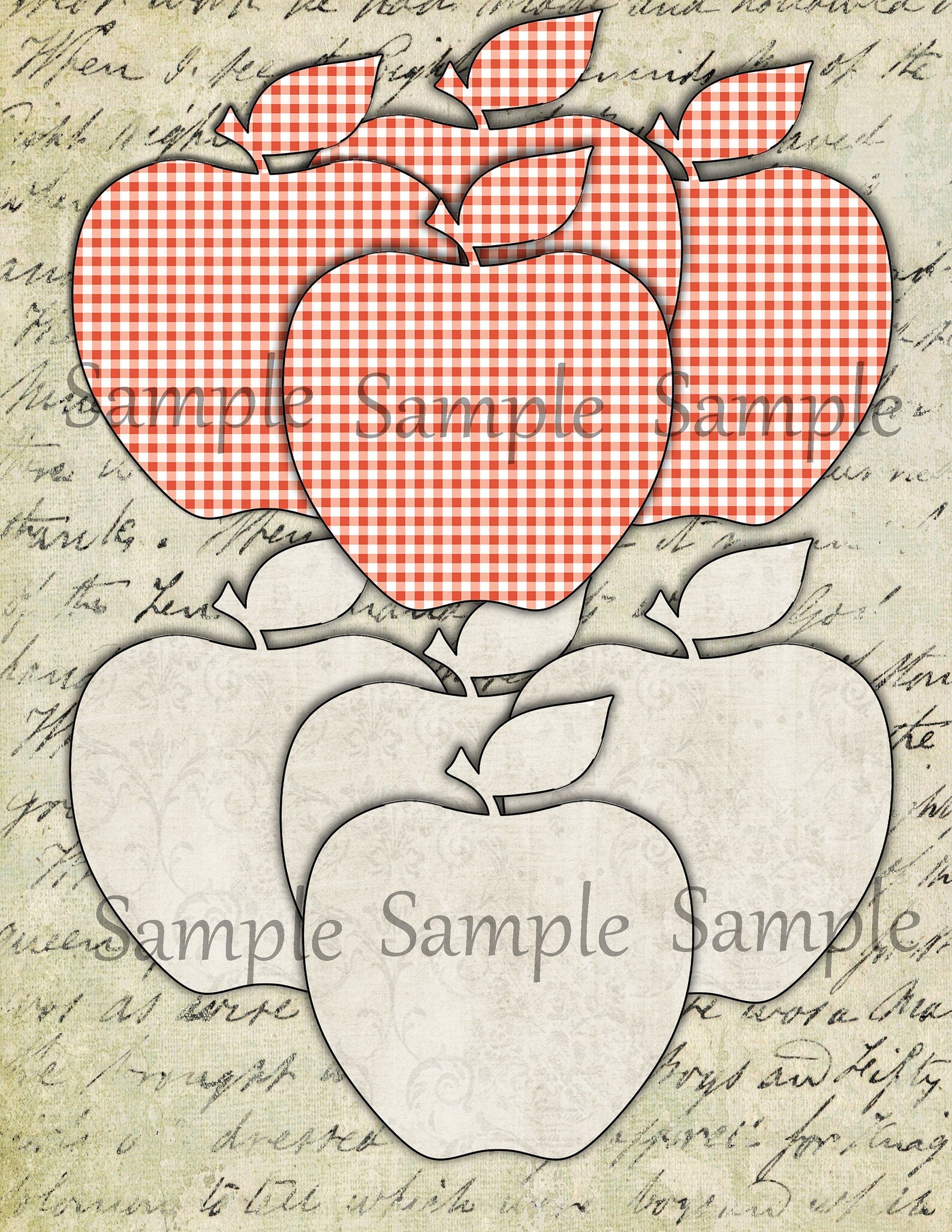 2 Sheets of Printable Apples Digital Download Printable - Etsy