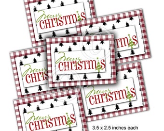 Merry Christmas - Digital Download - Printable  Digital Collage Sheet - Tags - Journal printables