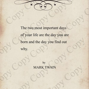 INSTANT DOWNLOAD  -Vintage Book Page  Mark Twain -  Digital Download -  Print and Frame Quote