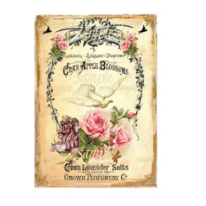 Paris Perfume -  Collage Sheet - Printable Download - Gift Tags - Scrapbook