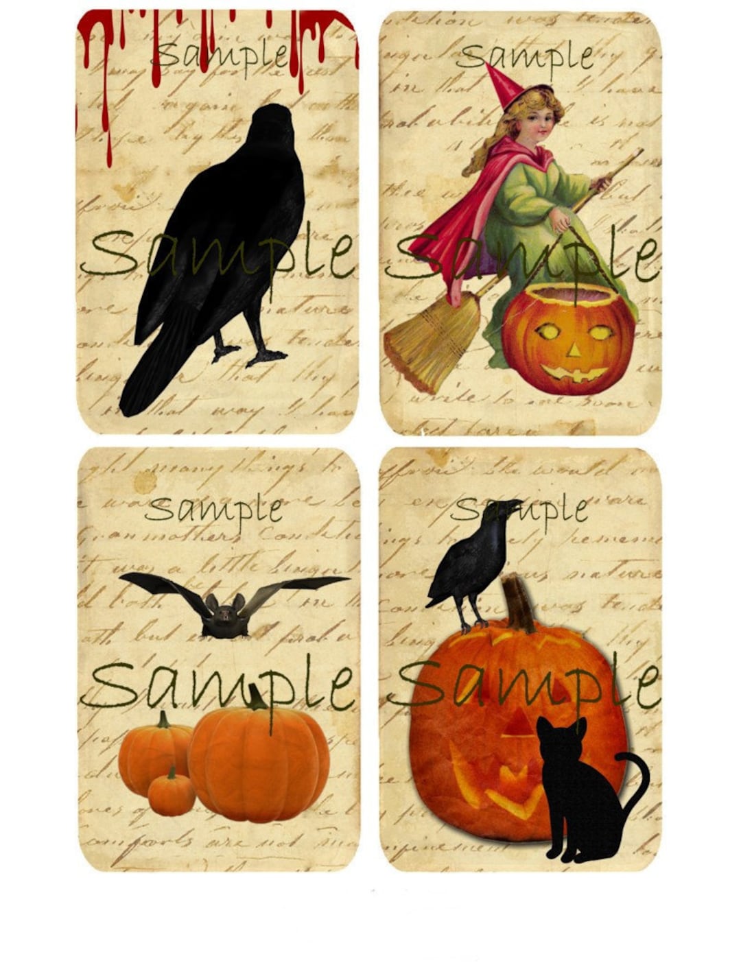 Halloween- Digital Download - Printable Digital Collage Sheet - Etsy