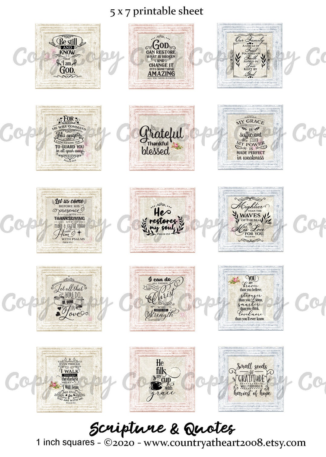 One Inch Quote Scriptures and Quotes - 1 Inch Squares - Printable Digital Collage ...