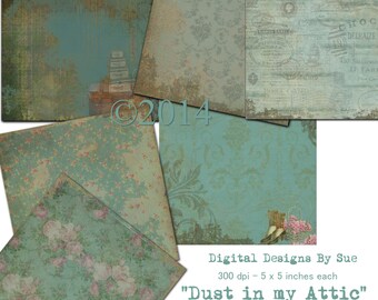 Dust In My Attic Paper Pack - Original Design  - Printable Digital Collage Sheets - Digital Paper - Scrapbook paper