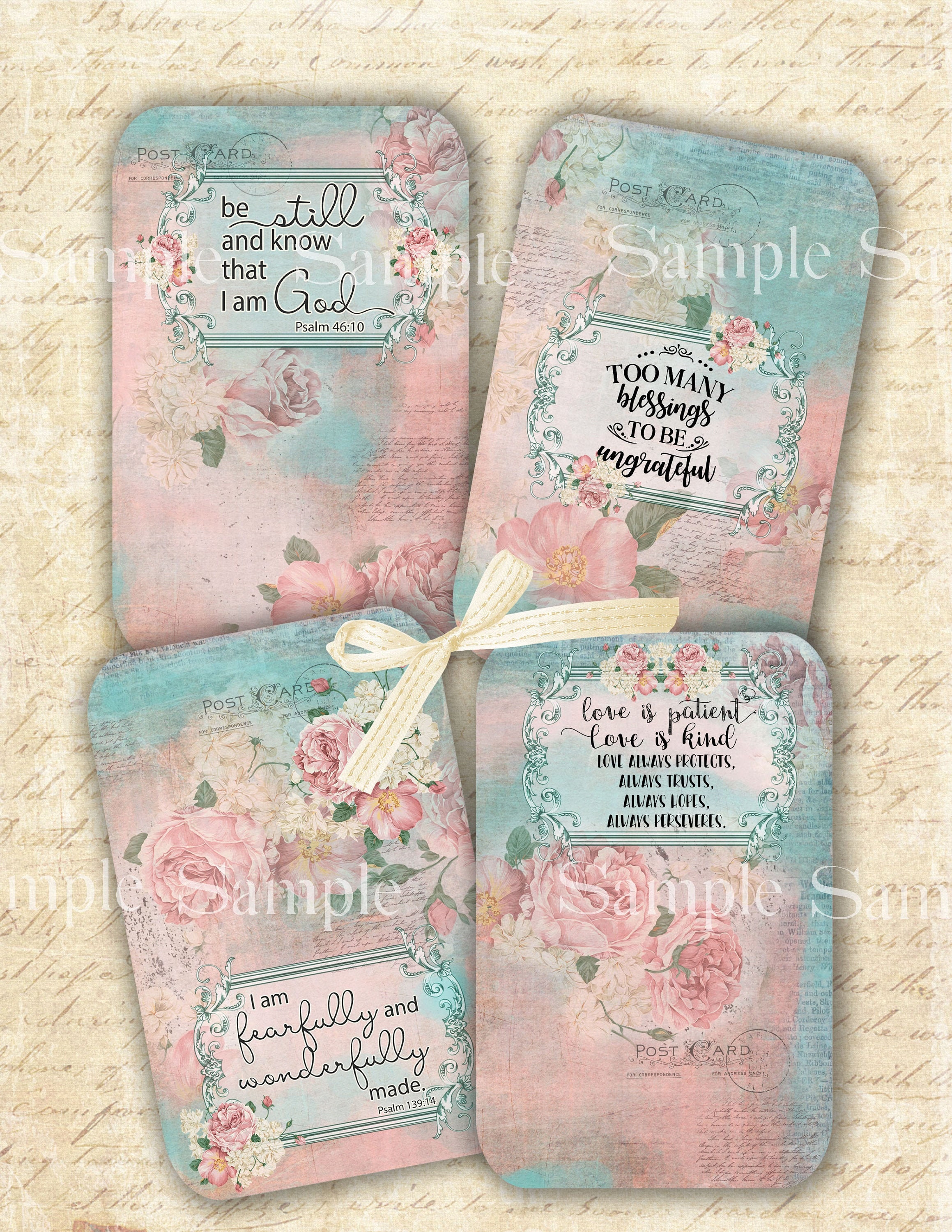 Scripture and Quote Cards Printable Digital Collage Sheet | Etsy