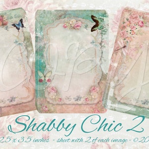 Instant Download  - Shabby Chic 2 -  labels or Tags - ACEO - Digital Download - Printable  Digital Collage Sheet