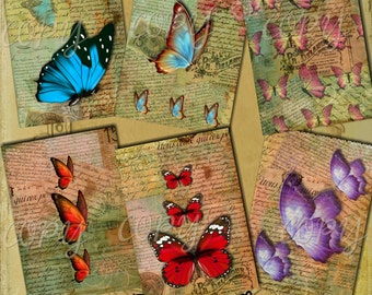 Instant Download  - Butterfly - ACEO - Digital Download - Printable  Digital Collage Sheet