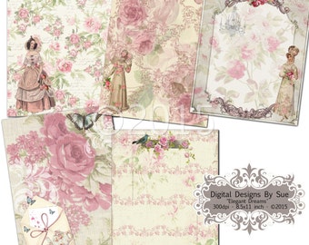 Elegant Dreams  - Jane Austen -  Paper Pack - Printable Digital Collage Sheets -Download - Digital Art, Crafts, Scrapbooking