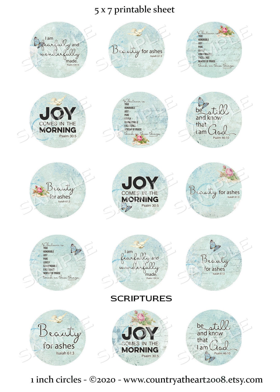 Scriptures - 1 Inch Circles - Printable Digital Collage Sheet - Digital ...