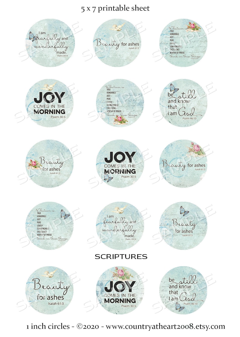 Scriptures - 1 Inch Circles - Printable Digital Collage Sheet - Digital ...
