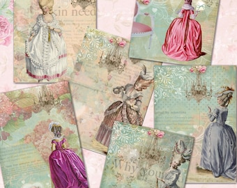 Instant Download  - LE Beauty -Marie Antoinette - Digital Download - Printable  Digital Collage Sheet