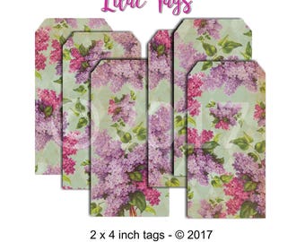 Lilac Tags -   Digital Download - Printable  Digital Collage Sheet - Romantic - Wedding - Journals - Scrapbook
