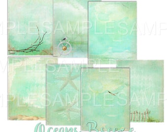 Oceans Breeze Paper Pack - 7 vellen afdrukbaar papier - Digitale download - Ambachten Scrapbookbenodigdheden Digitaal papier - Scrapbookpapier