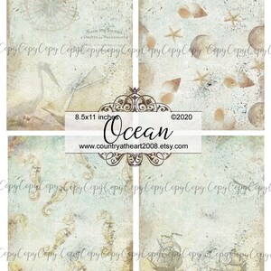 Ocean Paper Pack 4 Sheets of Printable Paper Digital | Etsy
