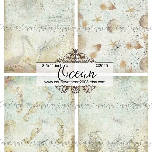Ocean Paper Pack 4 Sheets of Printable Paper Digital | Etsy