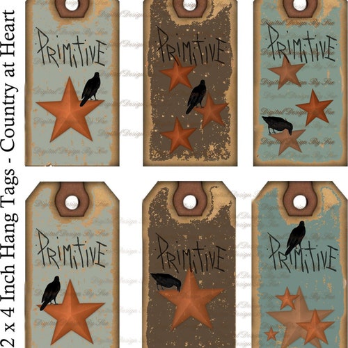 Primitive Printable Blank Hang Tags Instant Digital Download - Etsy