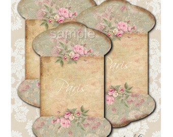 INSTANT DOWNLOAD  Spool Tags No. 8   - Printable Digital Collage Sheet - Scrapbook - Supplies Tags
