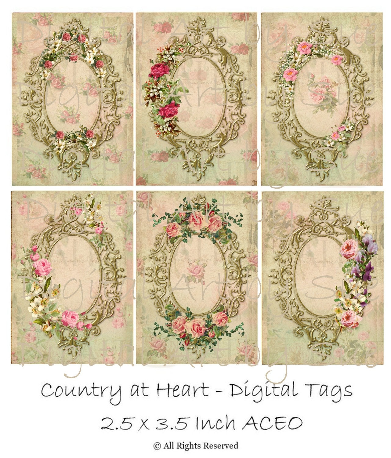 Instant Download Antique Frames 2 5 X 3 5 Aceo Etsy