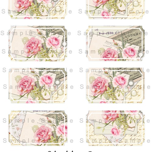 Shabby Rose 2x3 Inches Printable Digital Collage Sheet - Etsy